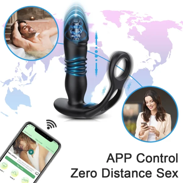 Male Thrusting Prostate Massager Bluetooth APP Buttplug Vibrator for Men Gay Anal Dildo Prostate Stimulator Sex Toy for Couples - Image 2