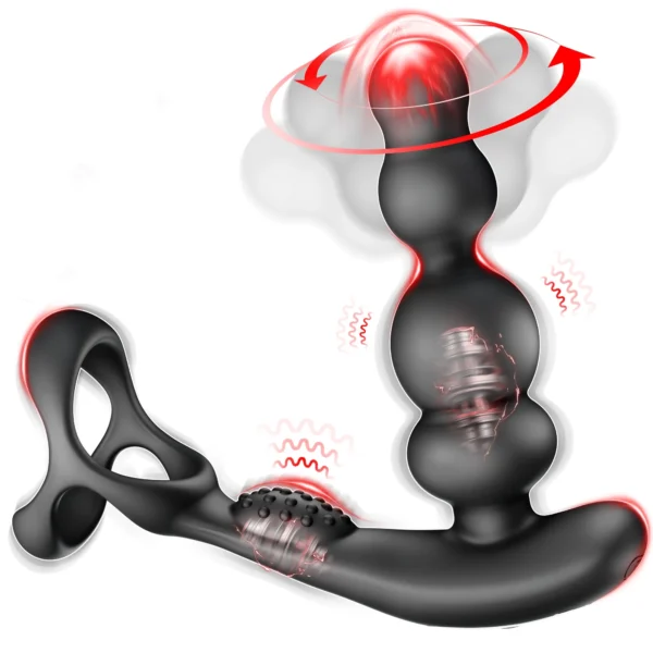 Anal Vibrator 360 Rotate Anal Beads Male Prostate Massager with Cock Ring Wireless Control Vibrating Butt Plug Sex Toys for Men - Image 6