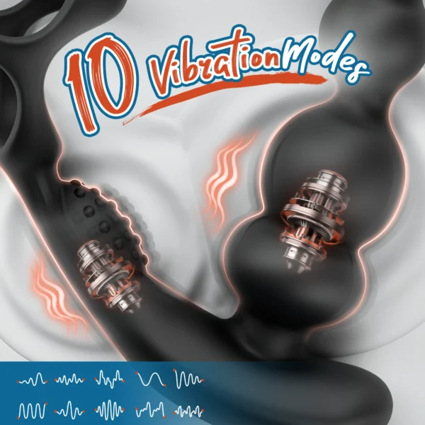 Anal Vibrator 360 Rotate Anal Beads Male Prostate Massager with Cock Ring Wireless Control Vibrating Butt Plug Sex Toys for Men - Image 2