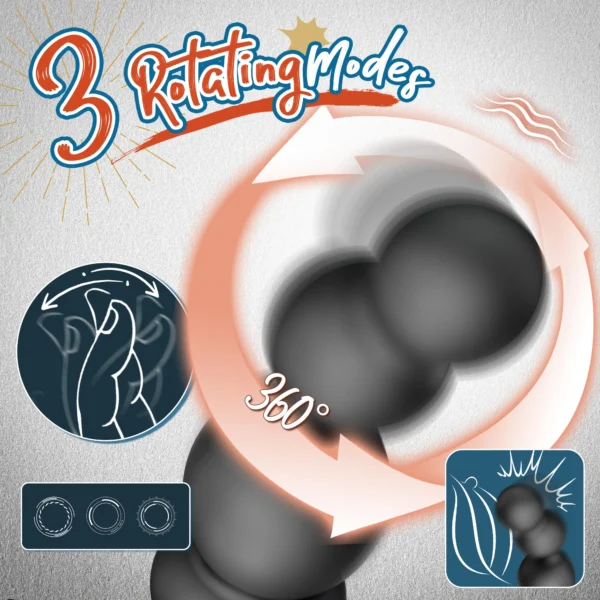 Anal Vibrator 360 Rotate Anal Beads Male Prostate Massager with Cock Ring Wireless Control Vibrating Butt Plug Sex Toys for Men - Image 3