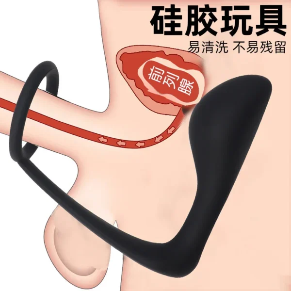 Male Anal Plug With Penis Ring Sex Toys G-spot Prostatic Massage Cock Ring Silicone Butt Plug Gay Sex Game Adult Supplies - Image 2